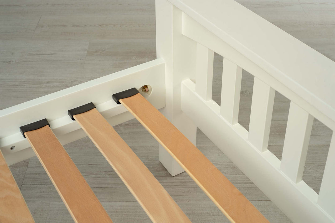 Boston Soft White Solid Wood Bed Frame - 3ft Single - The Oak Bed Store