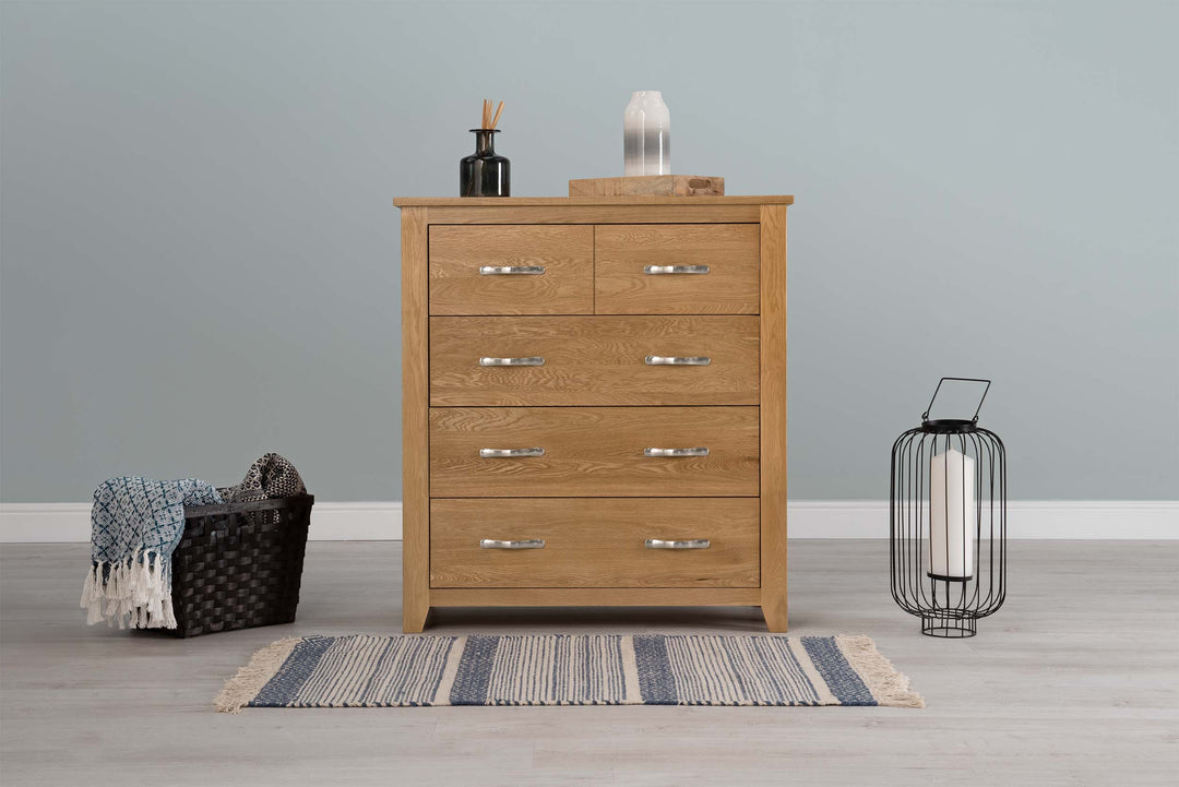 Boston Solid Natural Oak 4 Drawer Chest of Drawers - The Oak Bed Store