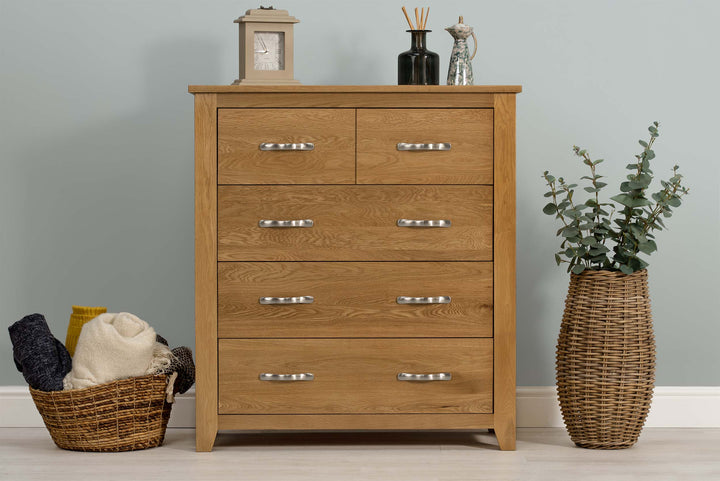 Boston Solid Natural Oak 4 Drawer Chest of Drawers - The Oak Bed Store