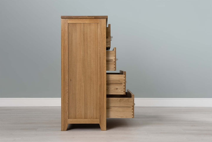 Boston Solid Natural Oak 4 Drawer Chest of Drawers - The Oak Bed Store