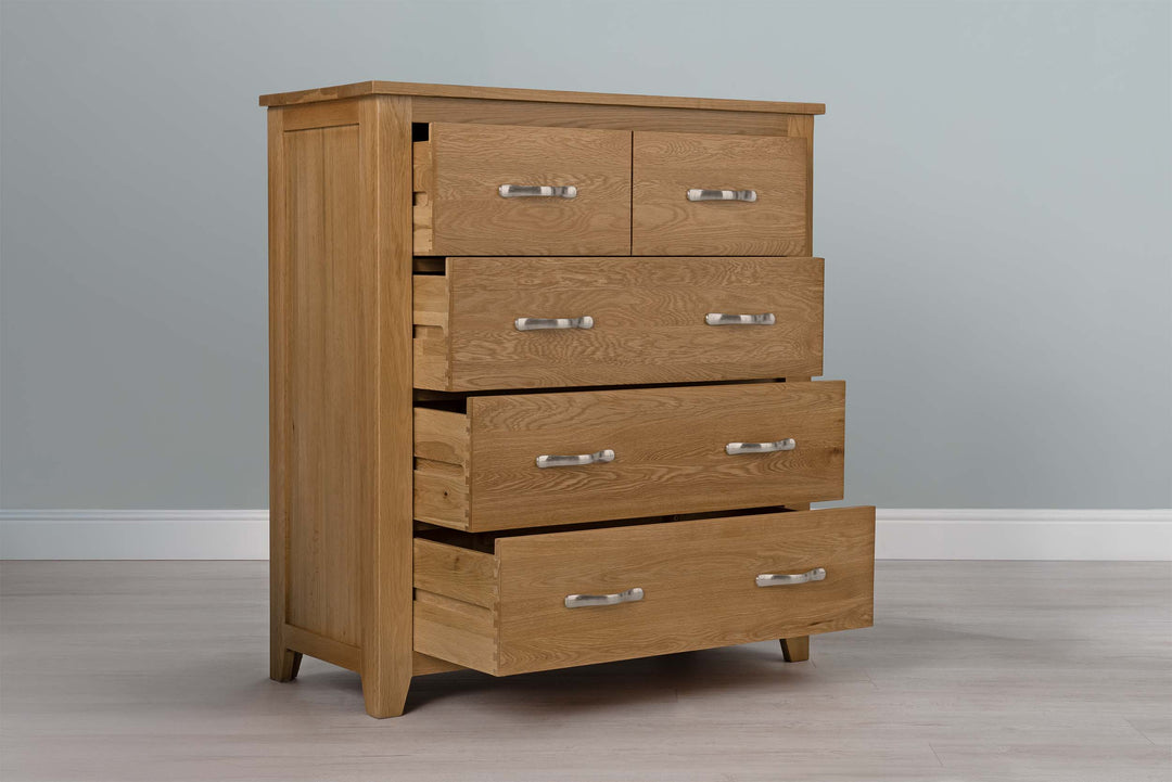 Boston Solid Natural Oak 4 Drawer Chest of Drawers - The Oak Bed Store