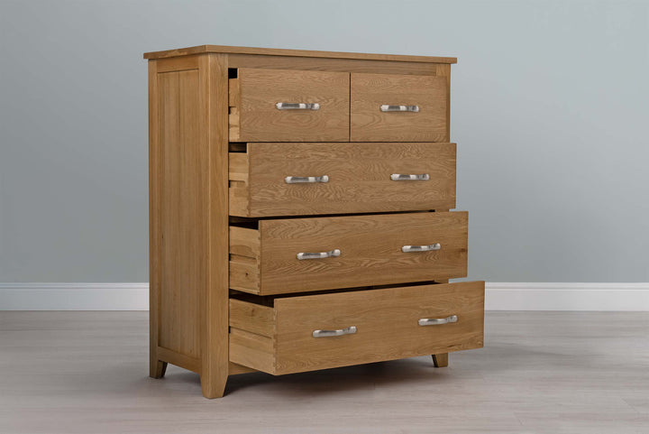 Boston Solid Natural Oak 4 Drawer Chest of Drawers - The Oak Bed Store