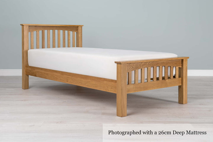 Boston Solid Natural Oak Bed Frame - 3ft Single - The Oak Bed Store