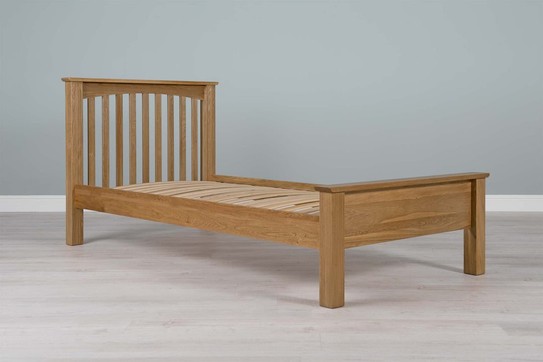 Boston Solid Natural Oak Bed Frame - Low Foot End - 3ft Single - The Oak Bed Store