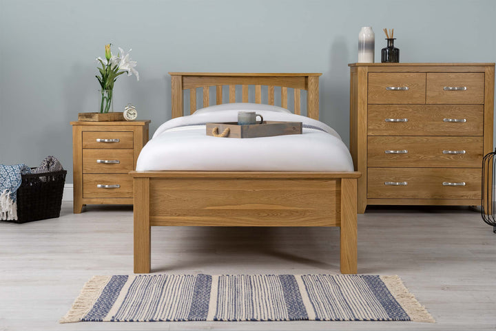 Boston Solid Natural Oak Bed Frame - Low Foot End - 3ft Single - The Oak Bed Store