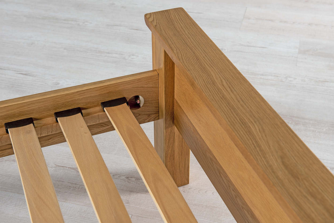 Boston Solid Natural Oak Bed Frame - Low Foot End - 3ft Single - The Oak Bed Store