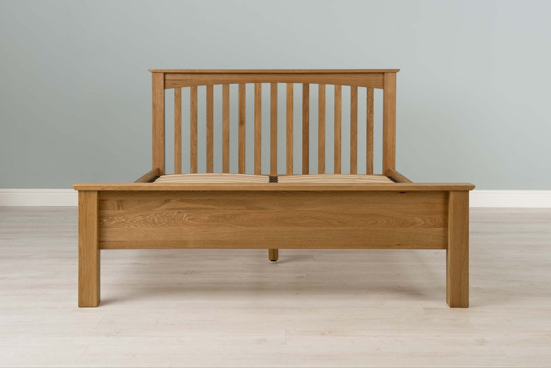 Boston Solid Natural Oak Bed Frame - Low Foot End - 4ft Small Double - The Oak Bed Store