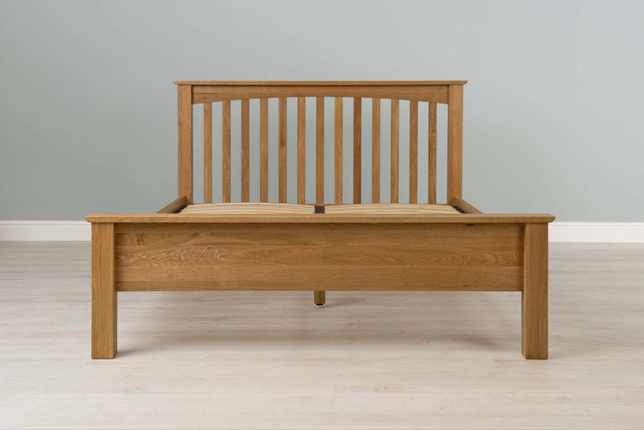 Boston Solid Natural Oak Bed Frame - Low Foot End - 4ft Small Double - The Oak Bed Store