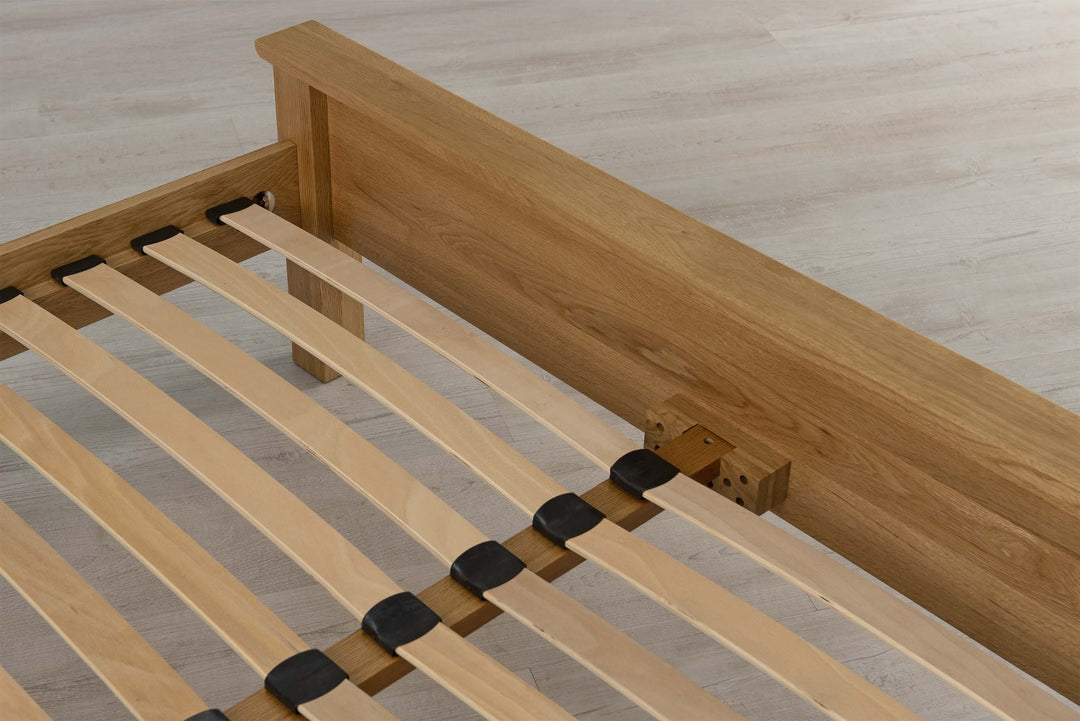Boston Solid Natural Oak Bed Frame - Low Foot End - 4ft Small Double - The Oak Bed Store