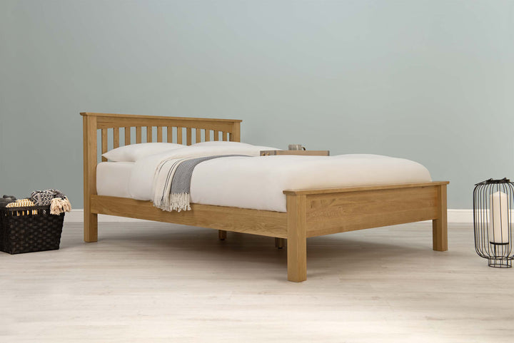 Boston Solid Natural Oak Bed Frame - Low Foot End - 4ft Small Double - The Oak Bed Store