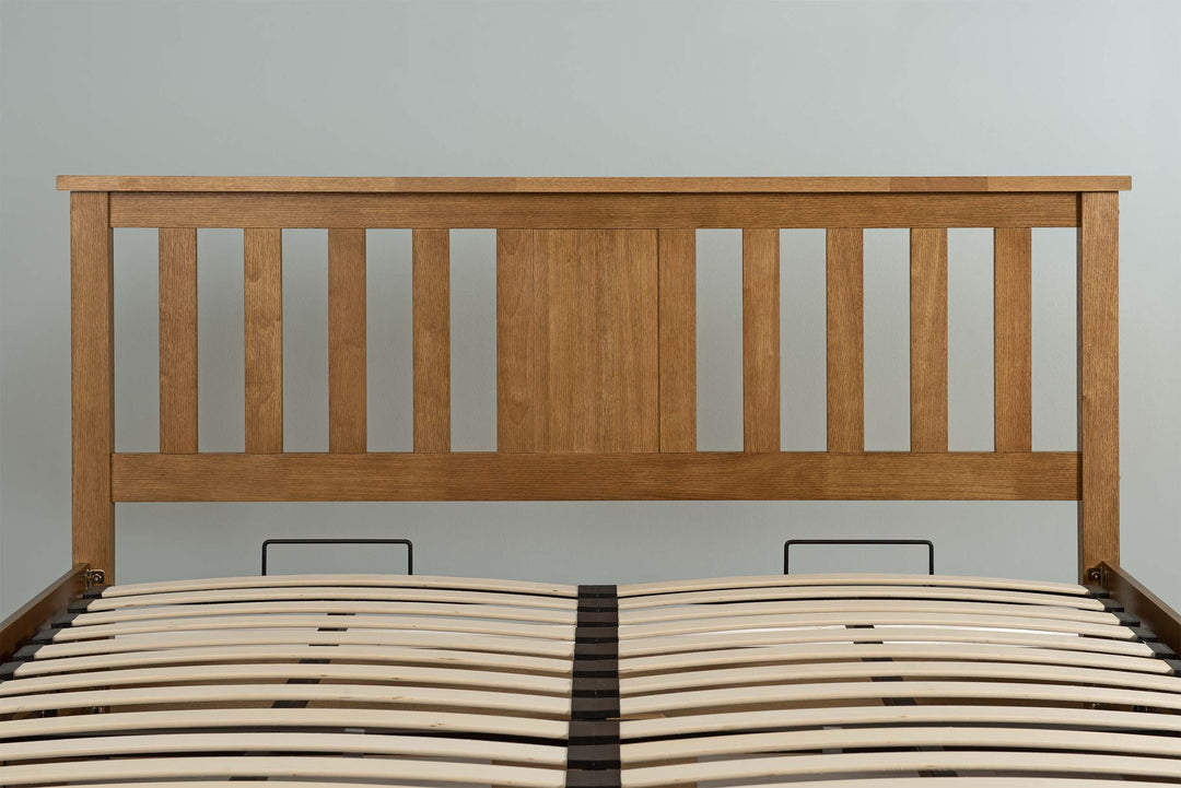 Chester Medium Oak Ottoman Storage Bed Frame - 6ft Super King - The Oak Bed Store