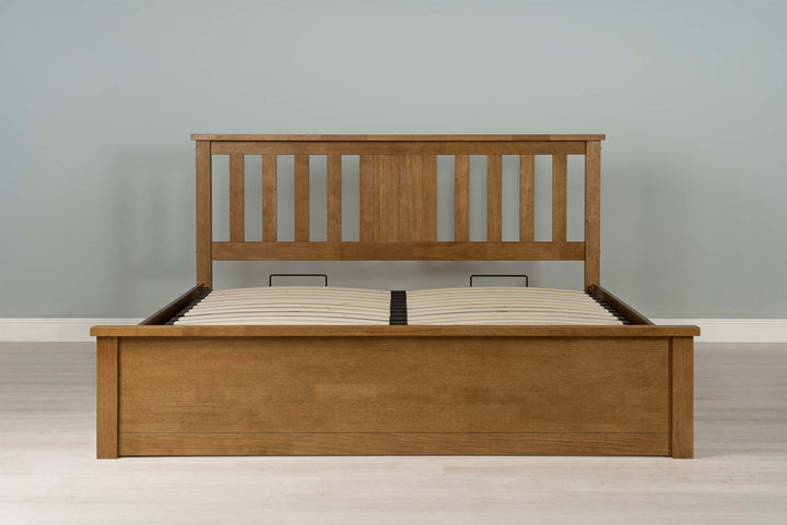 Chester Medium Oak Ottoman Storage Bed Frame - 6ft Super King - The Oak Bed Store