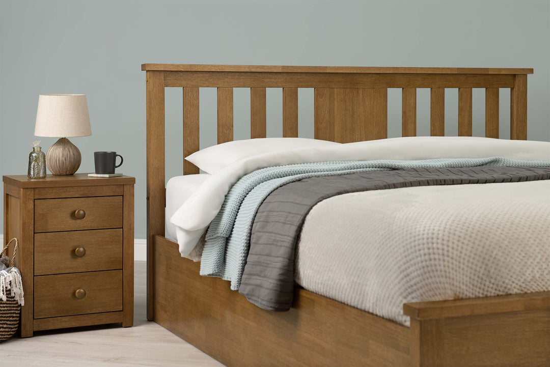 Chester Medium Oak Ottoman Storage Bed Frame - 6ft Super King - The Oak Bed Store