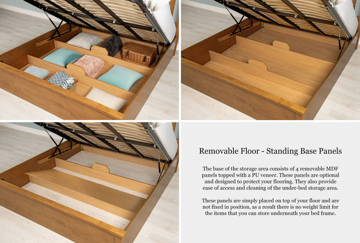 Chester Medium Oak Ottoman Storage Bed Frame - 6ft Super King - The Oak Bed Store