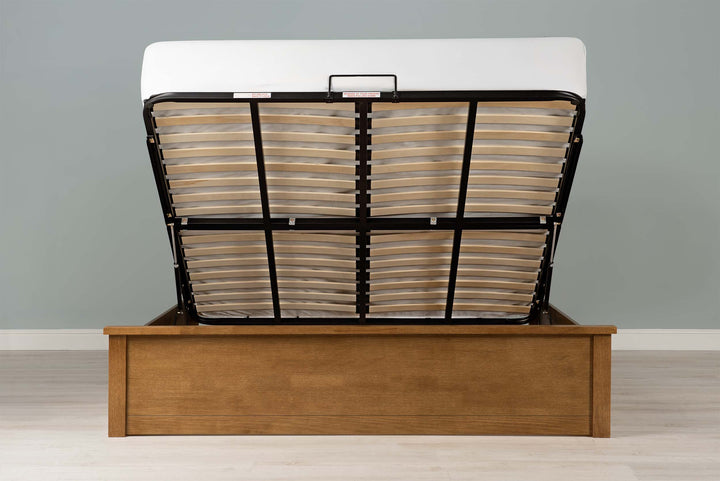 Chester Medium Oak Ottoman Storage Bed Frame - 6ft Super King - The Oak Bed Store