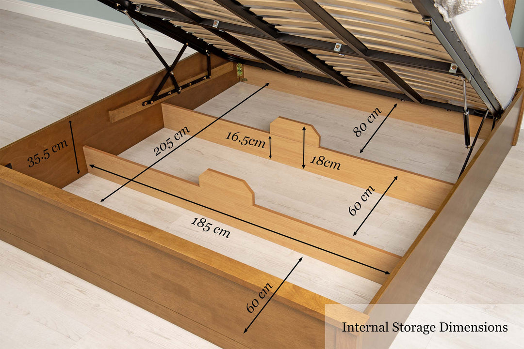 Chester Medium Oak Ottoman Storage Bed Frame - 6ft Super King - The Oak Bed Store