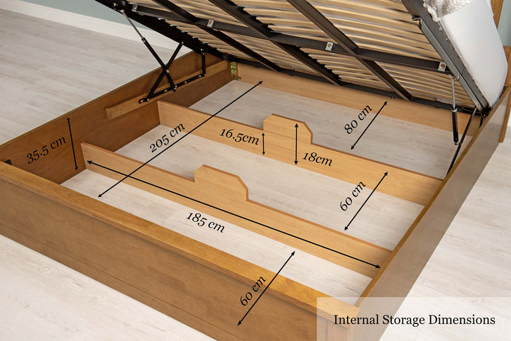 Chester Medium Oak Ottoman Storage Bed Frame - 6ft Super King - The Oak Bed Store