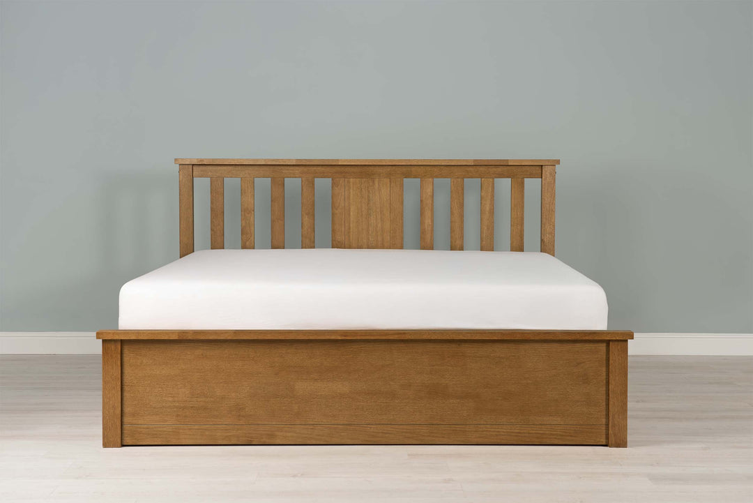 Chester Medium Oak Ottoman Storage Bed Frame - 6ft Super King - The Oak Bed Store