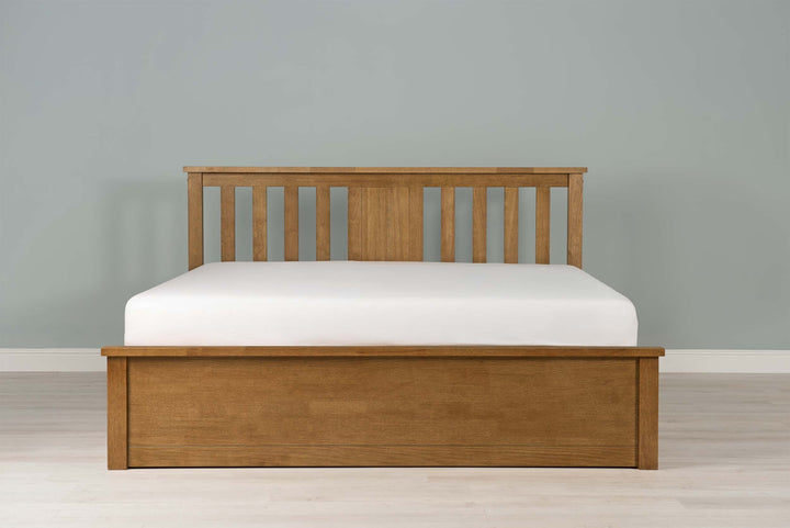 Chester Medium Oak Ottoman Storage Bed Frame - 6ft Super King - The Oak Bed Store