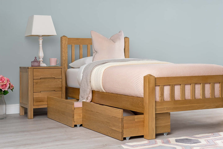 Emporia Solid Natural Oak Bed Frame - 3ft Single - The Oak Bed Store
