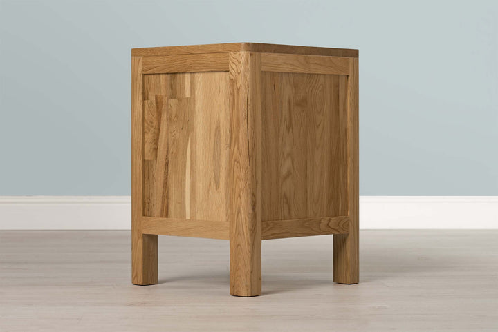 Natural Oak 2+1 Drawer Bedside Table - Style 1 - The Oak Bed Store