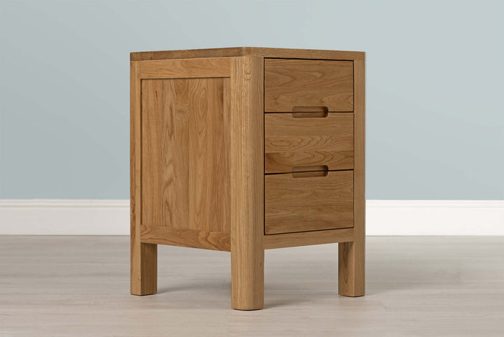Natural Oak 2+1 Drawer Bedside Table - Style 1 - The Oak Bed Store