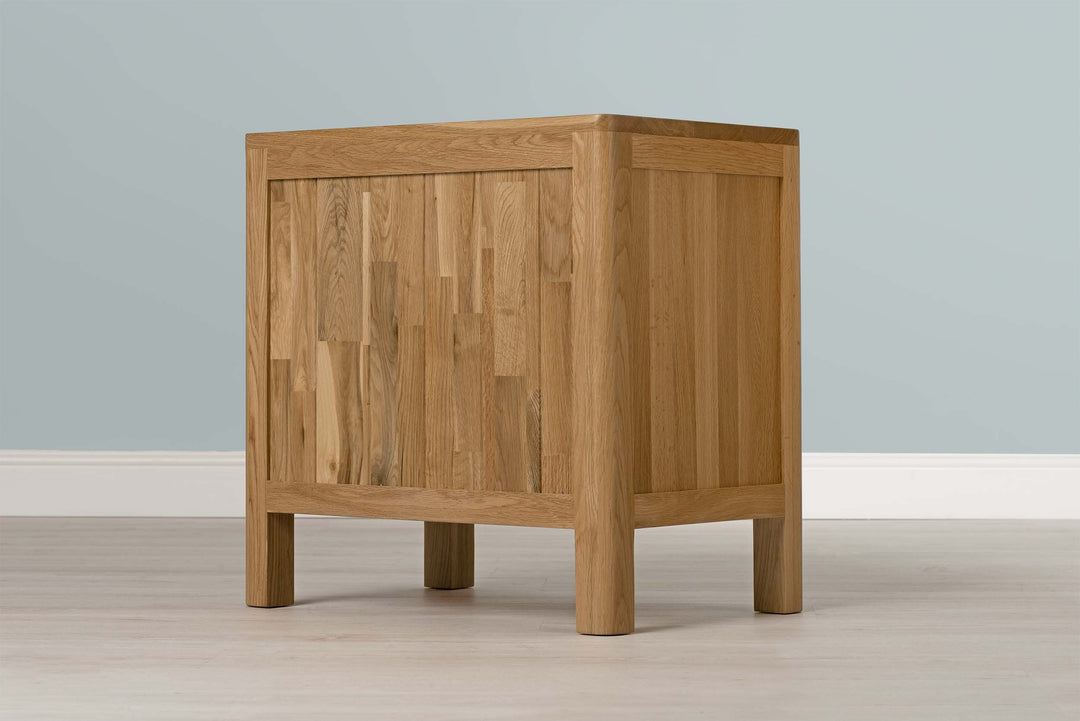 Natural Oak 2+1 Drawer Bedside Table - Style 1 - The Oak Bed Store