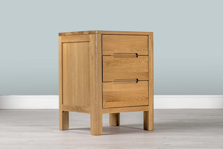 Natural Oak 2+1 Drawer Bedside Table - Style 1 - The Oak Bed Store