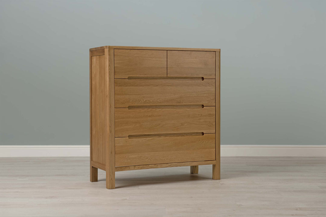 Natural Oak 4 Drawer Chest of Drawers - Style 1 - The Oak Bed Store