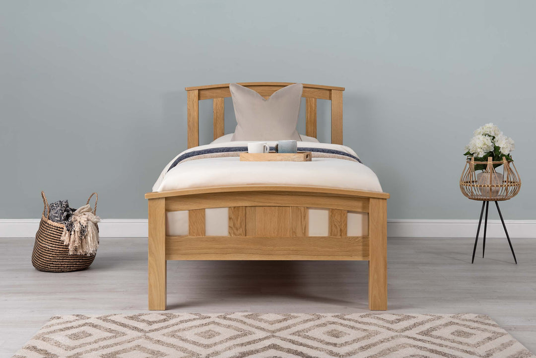 Royal Ascot Solid Natural Oak Bed Frame - 3ft Single - The Oak Bed Store