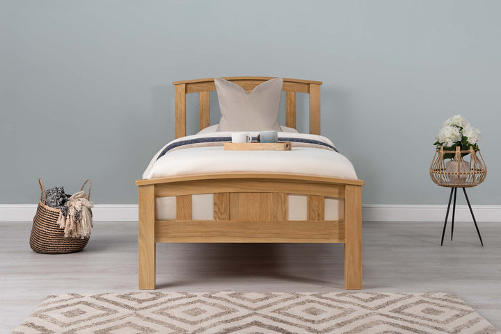 Royal Ascot Solid Natural Oak Bed Frame - 3ft Single - The Oak Bed Store