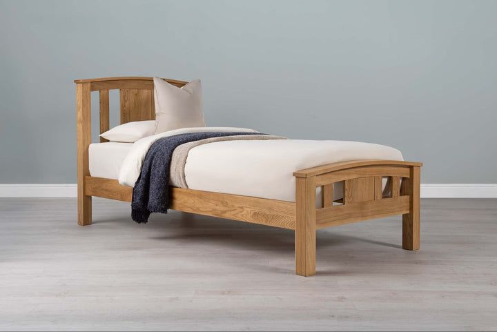 Royal Ascot Solid Natural Oak Bed Frame - 3ft Single - The Oak Bed Store