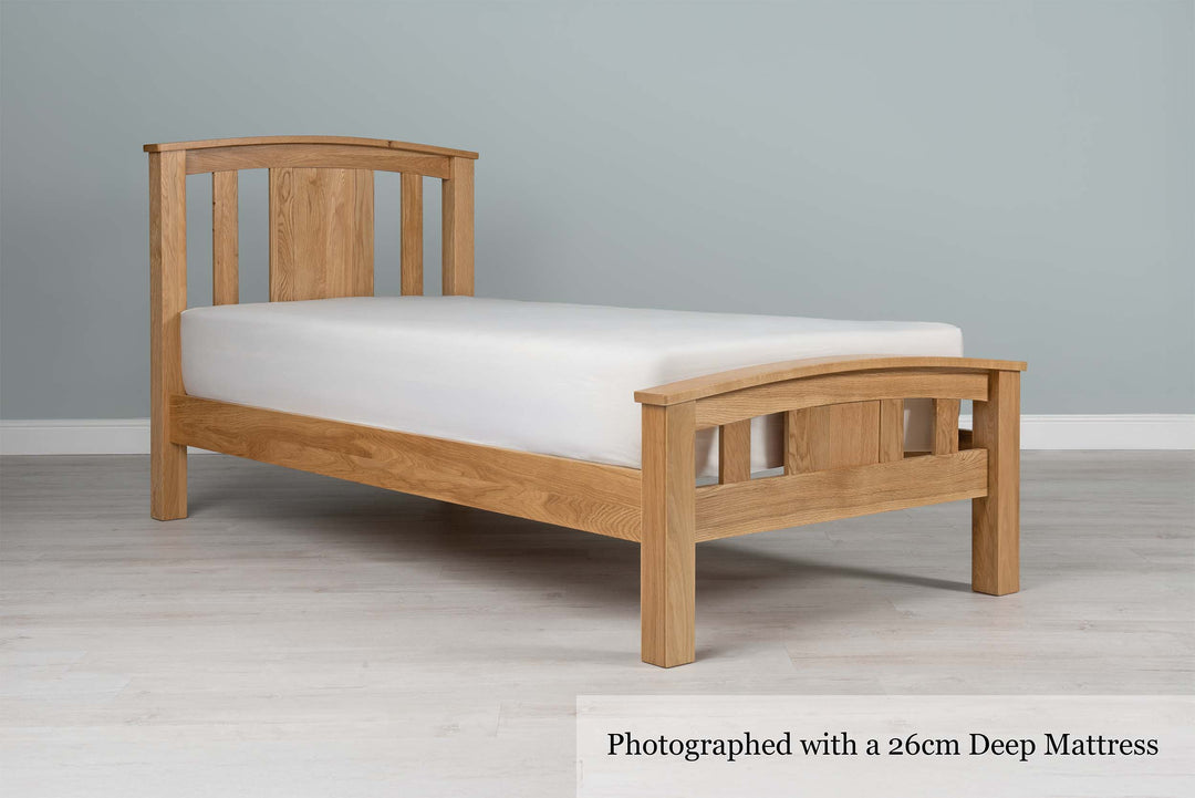 Royal Ascot Solid Natural Oak Bed Frame - 3ft Single - The Oak Bed Store