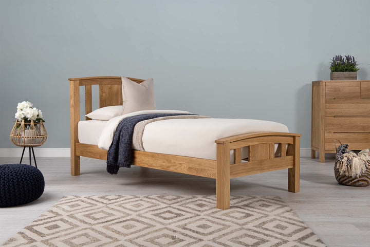 Royal Ascot Solid Natural Oak Bed Frame - 3ft Single - The Oak Bed Store