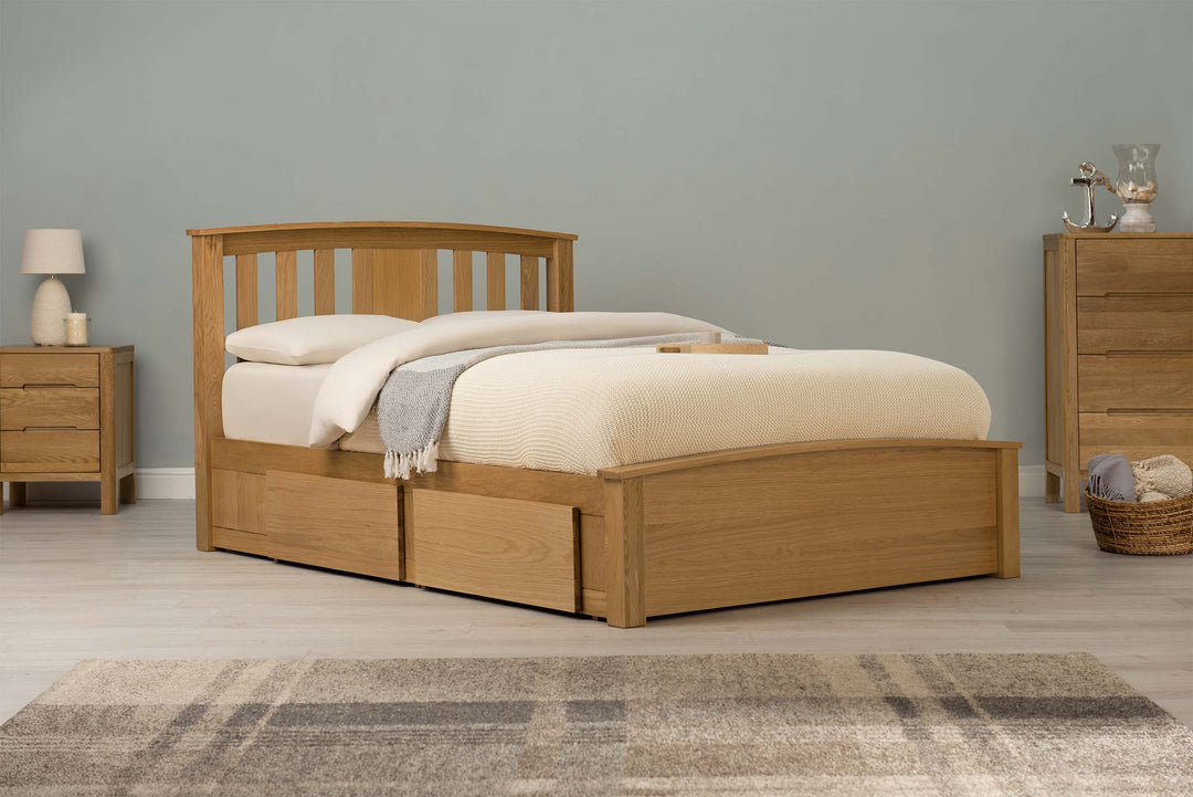 Royal Ascot Solid Natural Oak Storage Bed Frame - 6ft Super King - The Oak Bed Store