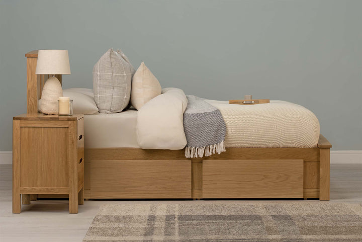 Royal Ascot Solid Natural Oak Storage Bed Frame - 6ft Super King - The Oak Bed Store