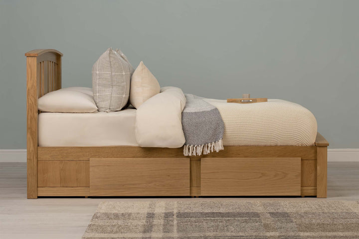 Royal Ascot Solid Natural Oak Storage Bed Frame - 6ft Super King - The Oak Bed Store