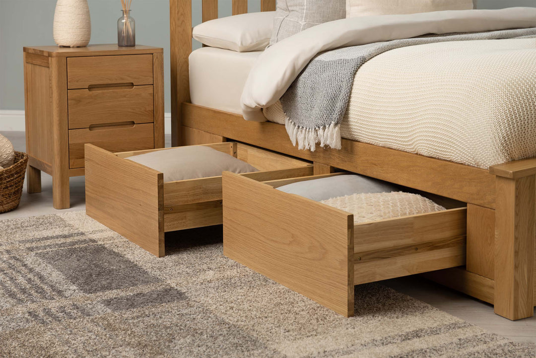 Royal Ascot Solid Natural Oak Storage Bed Frame - 6ft Super King - The Oak Bed Store