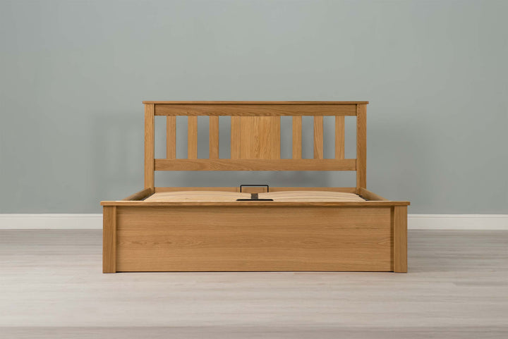 Wimbledon Solid Natural Oak Ottoman Storage Bed Frame - 5ft King Size - The Oak Bed Store