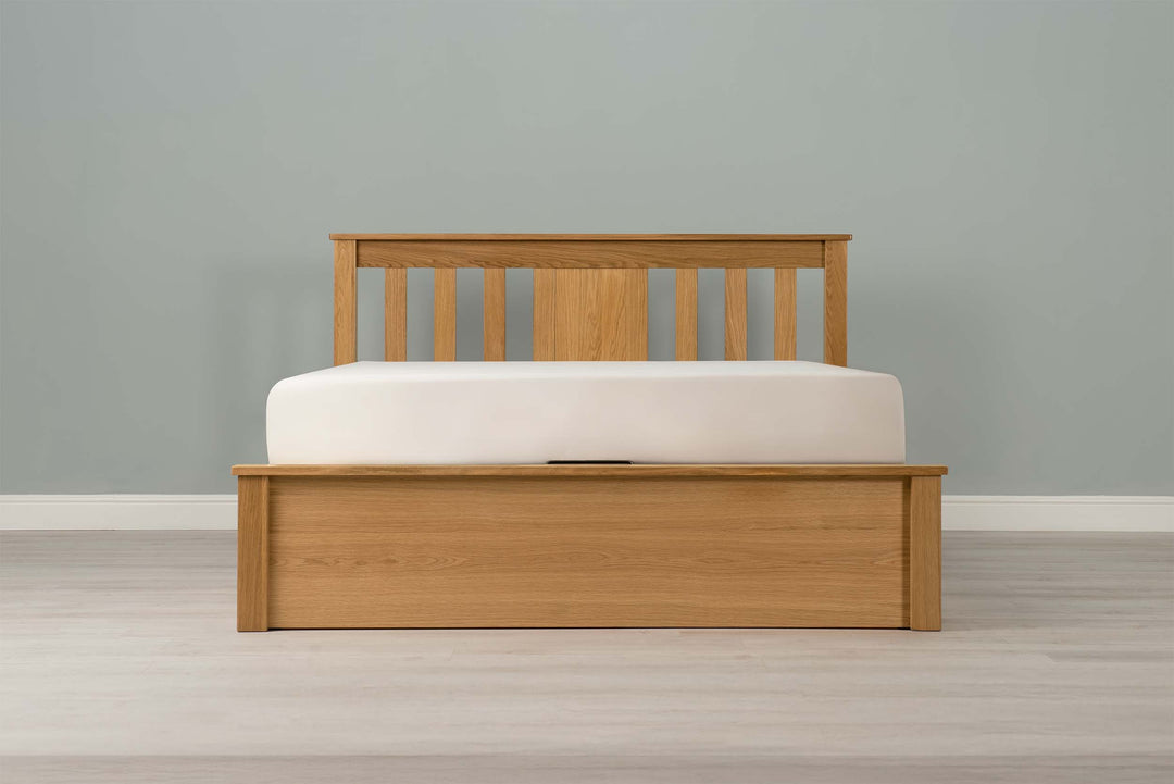 Wimbledon Solid Natural Oak Ottoman Storage Bed Frame - 5ft King Size - The Oak Bed Store