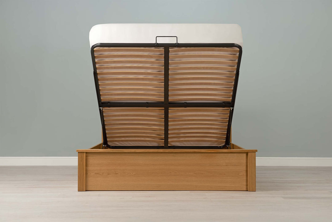 Wimbledon Solid Natural Oak Ottoman Storage Bed Frame - 5ft King Size - The Oak Bed Store