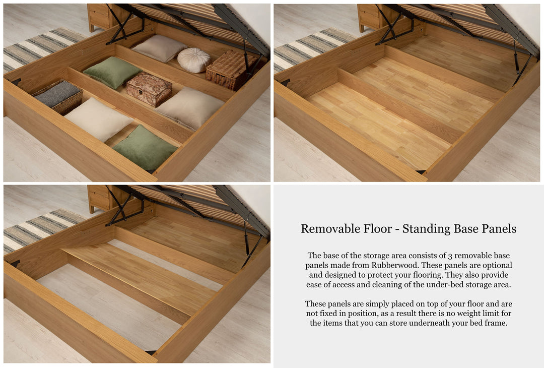 Wimbledon Solid Natural Oak Ottoman Storage Bed Frame - 5ft King Size - The Oak Bed Store