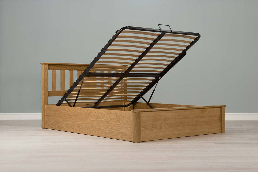 Wimbledon Solid Natural Oak Ottoman Storage Bed Frame - 5ft King Size - The Oak Bed Store