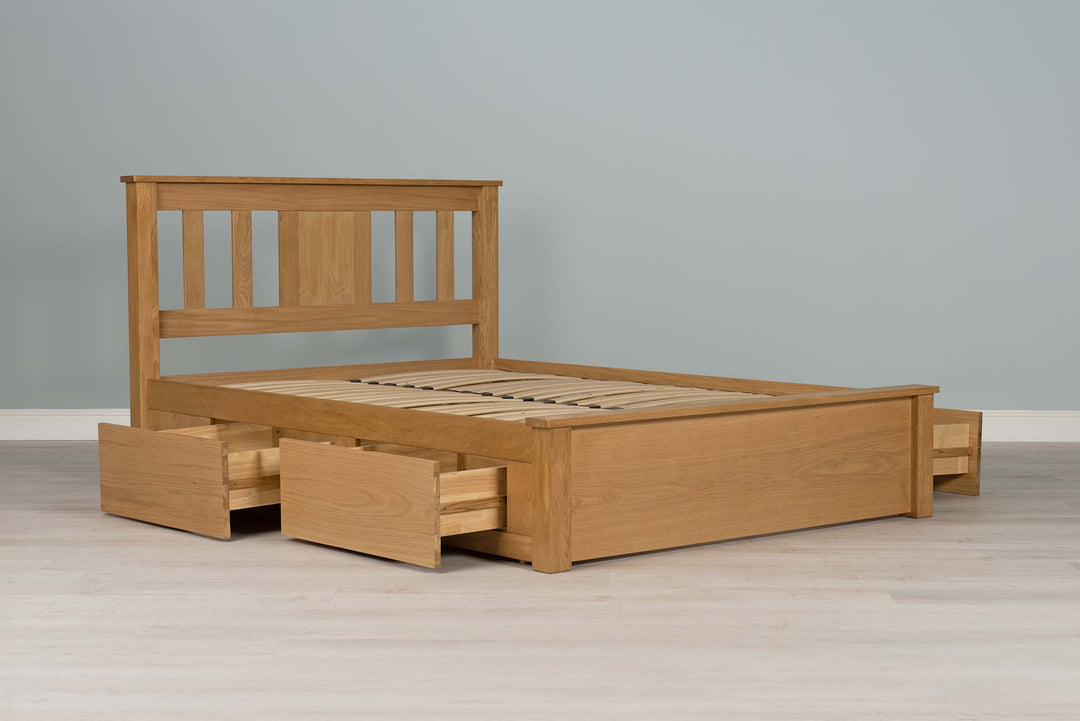 Wimbledon Solid Natural Oak Storage Bed Frame - 5ft King Size - The Oak Bed Store