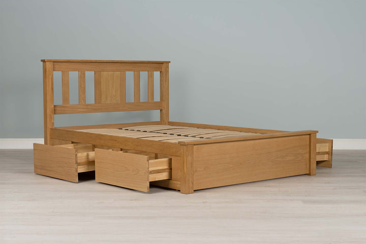Wimbledon Solid Natural Oak Storage Bed Frame - 5ft King Size - The Oak Bed Store
