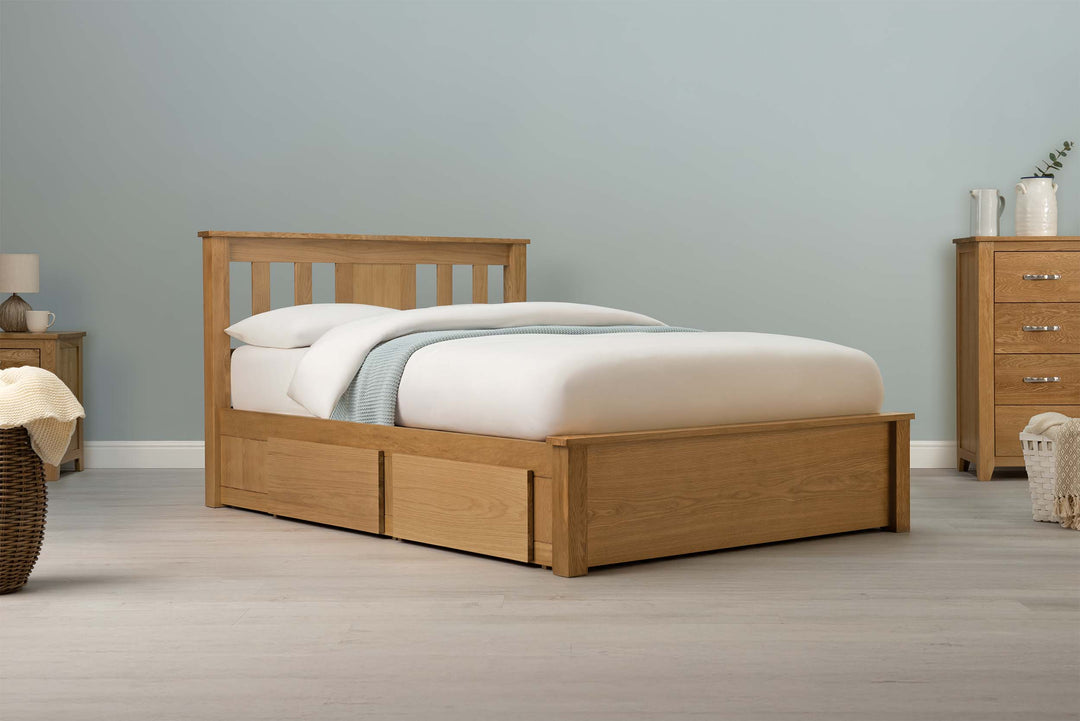Wimbledon Solid Natural Oak Storage Bed Frame - 5ft King Size - The Oak Bed Store
