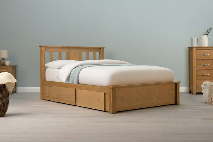 Wimbledon Solid Natural Oak Storage Bed Frame - 5ft King Size - The Oak Bed Store