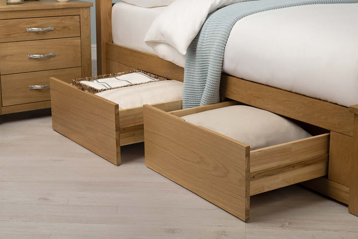 Wimbledon Solid Natural Oak Storage Bed Frame - 5ft King Size - The Oak Bed Store