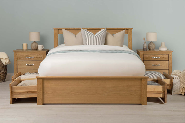 Wimbledon Solid Natural Oak Storage Bed Frame - 5ft King Size - The Oak Bed Store