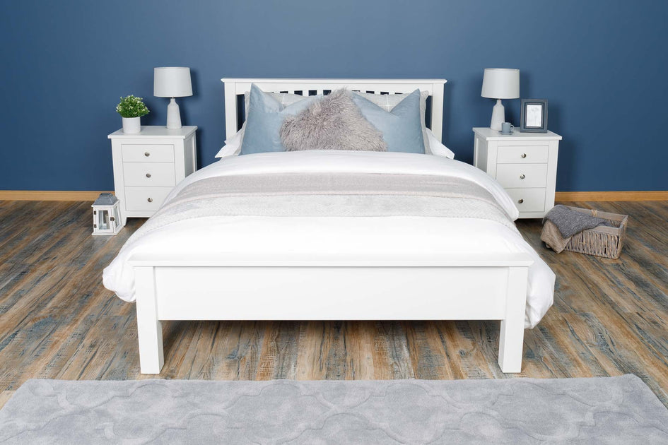 Solid wood bed on sale frame white